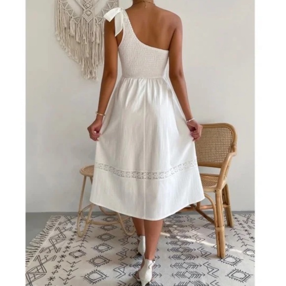 Boho One Shoulder Lace Minimalist Dress - Picture 7 of 14